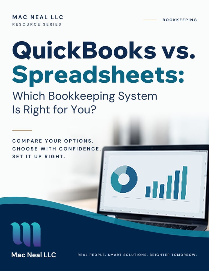 Cover of the guide QuickBooks vs. Spreadsheets: Which Bookkeeping System Is Right for You?