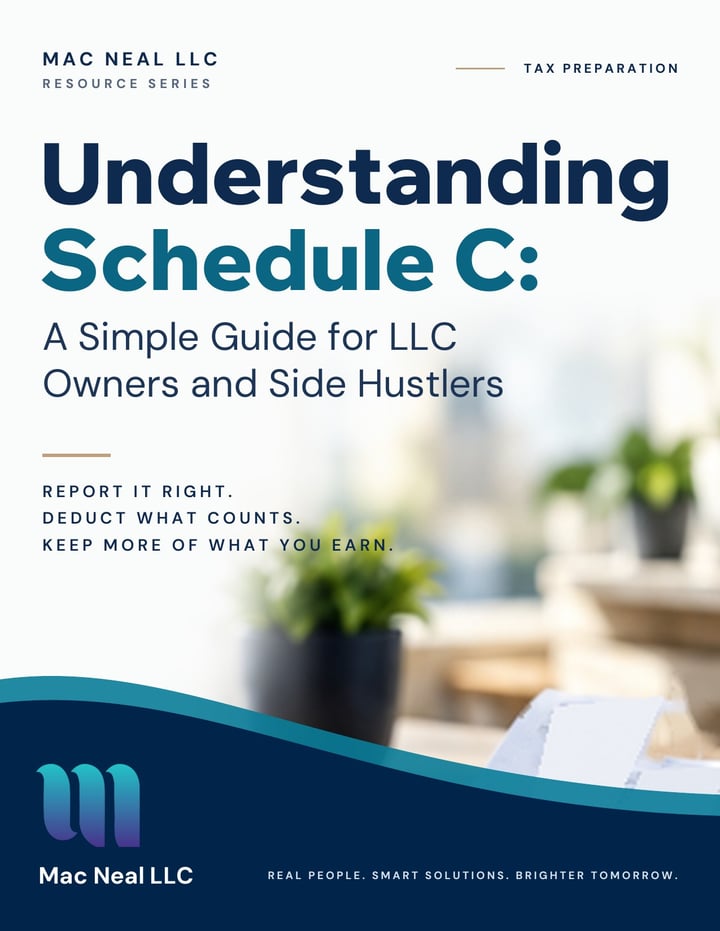 Cover of the guide Understanding Schedule C: A Simple Guide for LLC Owners and Side Hustlers